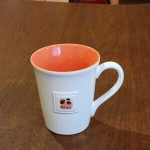 Starbucks Coffee Cup Mug Raised 3D Bean Graphic White and Coral 14 Ounce 2006